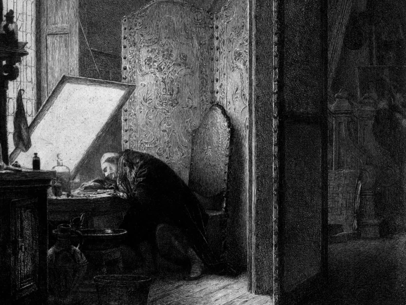 1843-Paul Adolphe Rajon - Rembrandt nel suo studio